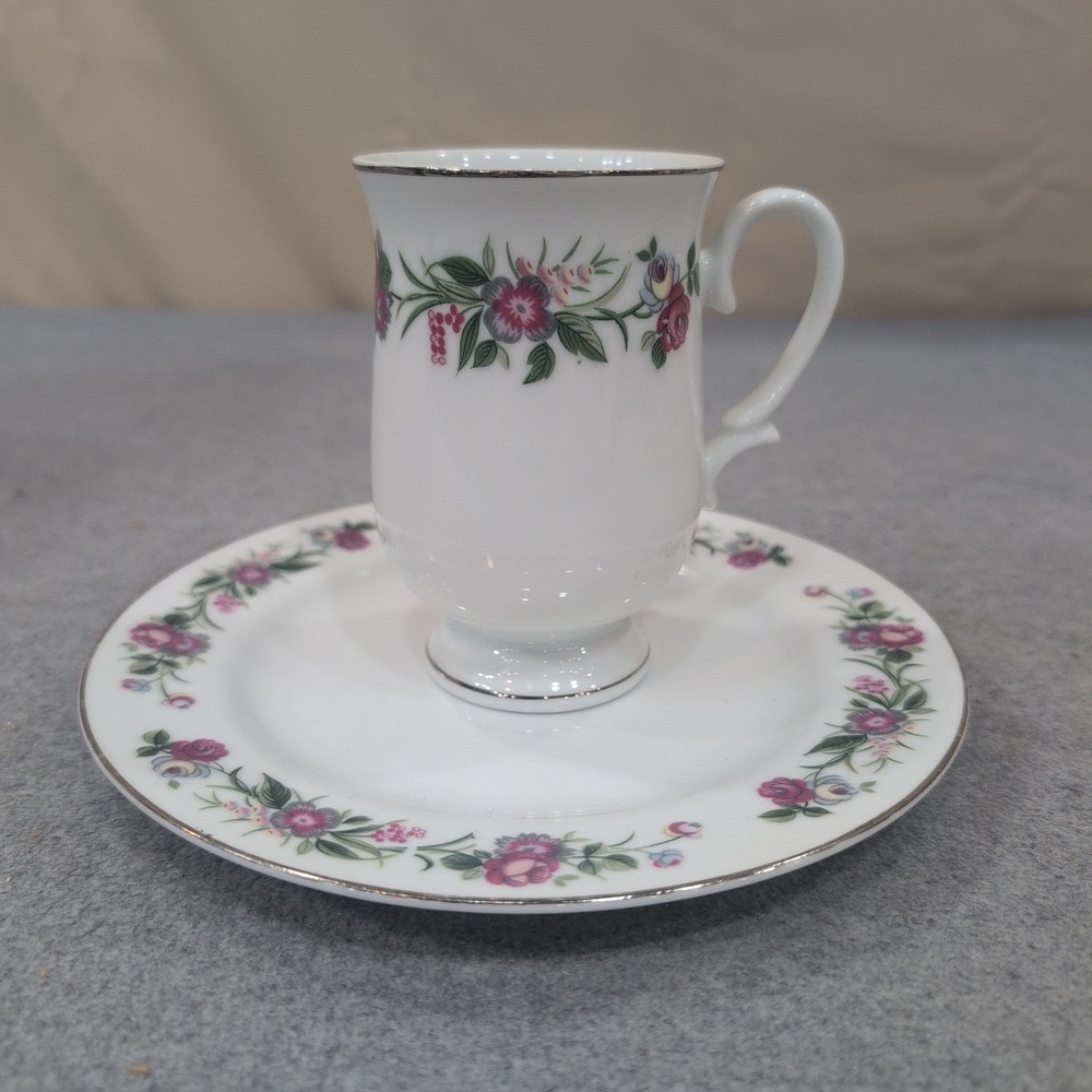 Sheffield Fine China Jubilee JE 81 Demitasse Cup and Saucer Set Floral‎ Japan
